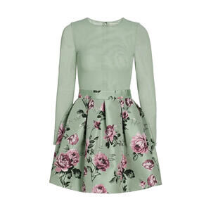 NEW, Alice + Olivia Chara Plt Party Minidress in Sage Multi Size 6 #MD1122